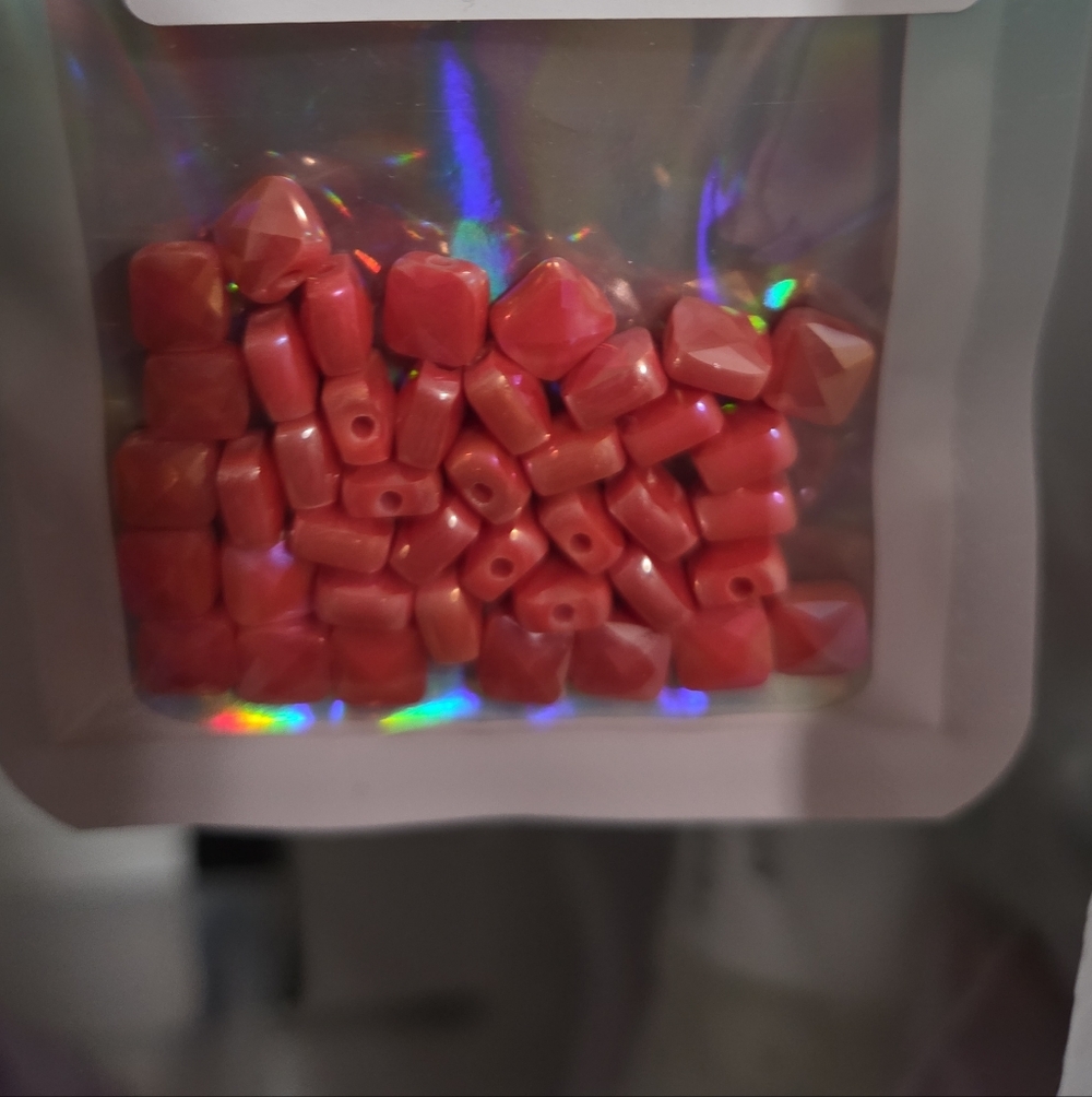 6x6mm crystal squares, that's - Coral